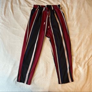 PrettyLittleThing Burgundy, Blue, Black, Cream pants with drawstring size 8